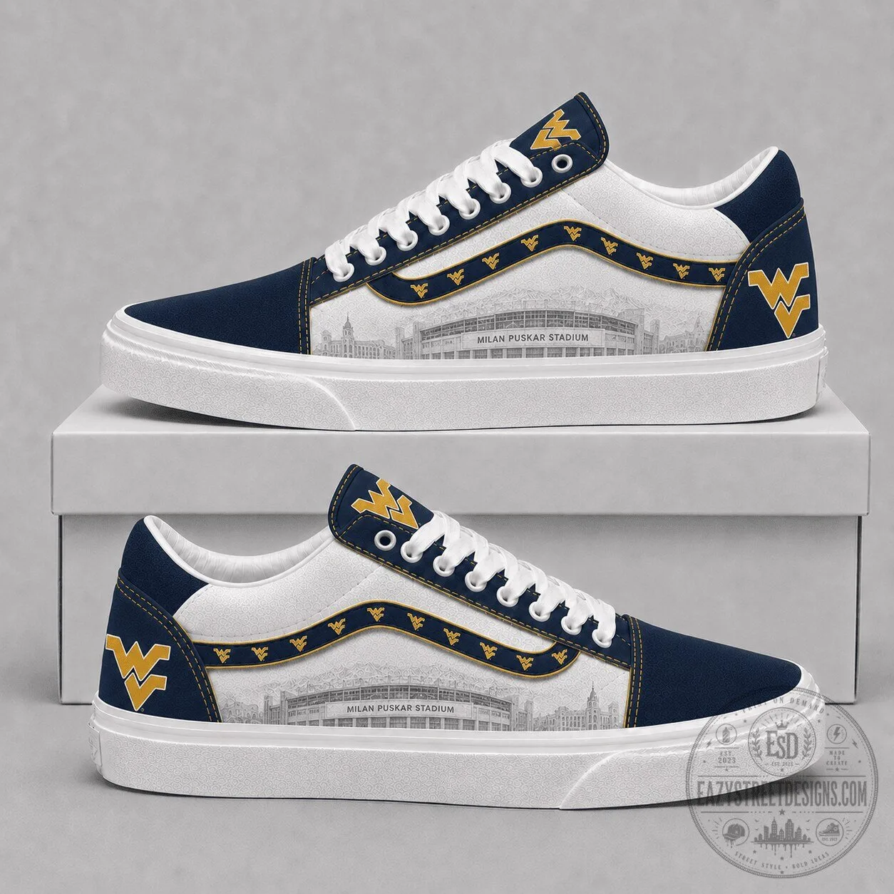 West Virginia Mountaineers Milan Puskar Stadium Custom Sneakers
